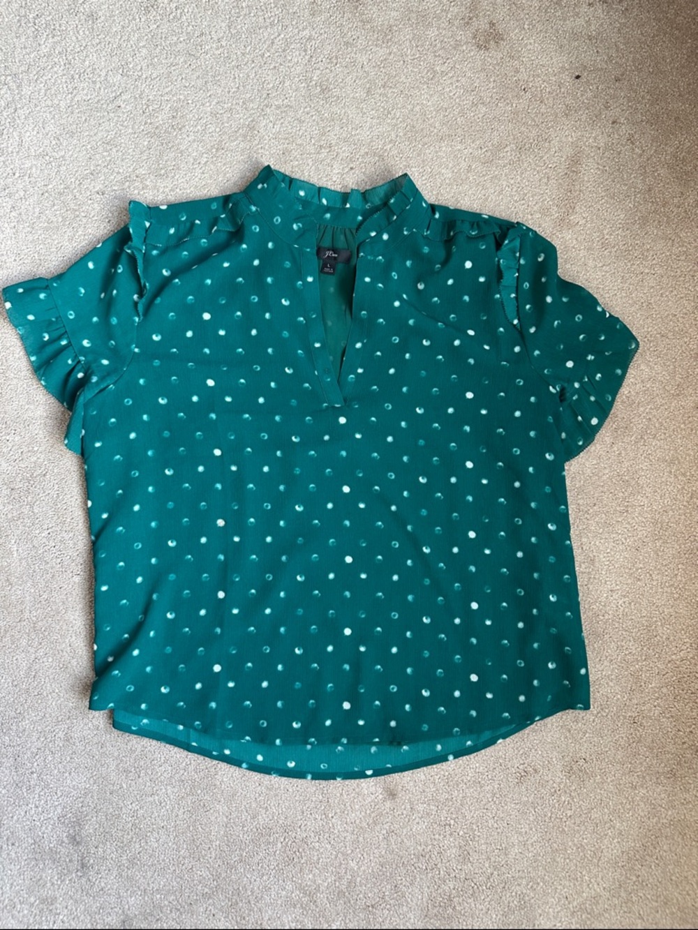 J.crew Polka Dot Notch-Neck Blouse - Teal